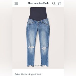 Abercrombie & Fitch Medium Ripped Wash Maternity Jeggings - Blue